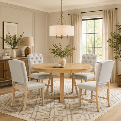 5-Piece Retro Functional Dining Set with Round Table