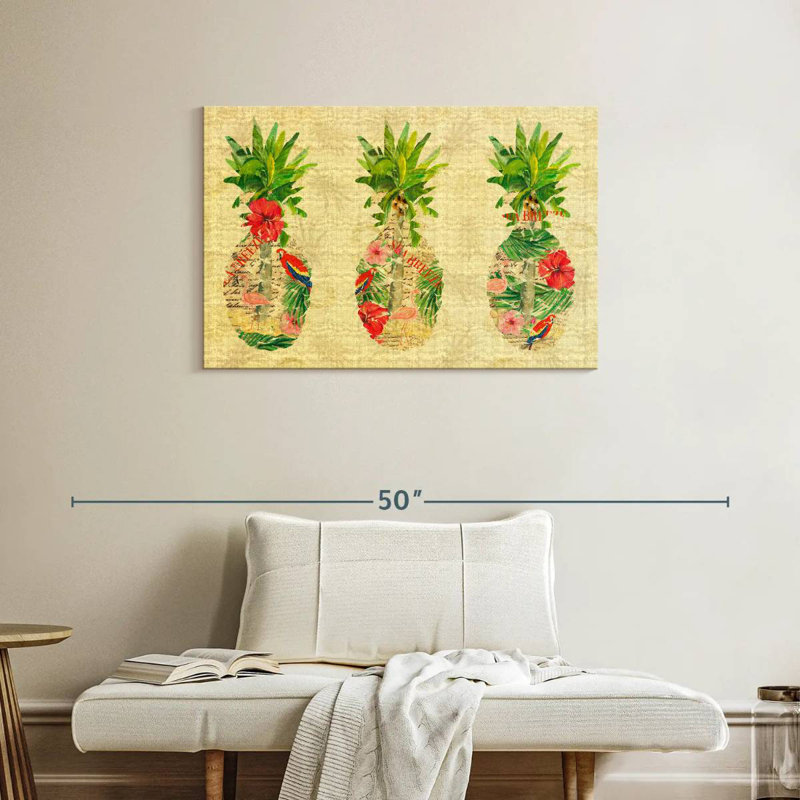 Collage d'ananas tropical triple Yarlin, H 24 po x l 36 po