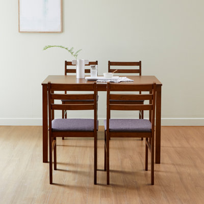 Dainis 5-Piece Dining Room Table Set, Wooden Kitchen Table Chair Set For Four