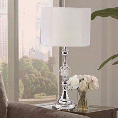29.5" Tall Metal Table Lamp" Leona" with Chrome finish and Crystal Accents