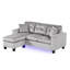 Canapé modulaire réversible de 74 po en velours avec lumière DEL, port USB, garniture cloutée et coussins décoratifs