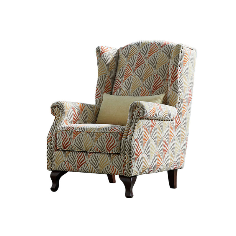 Fauteuil inclinable à oreilles en coton et lin brodé