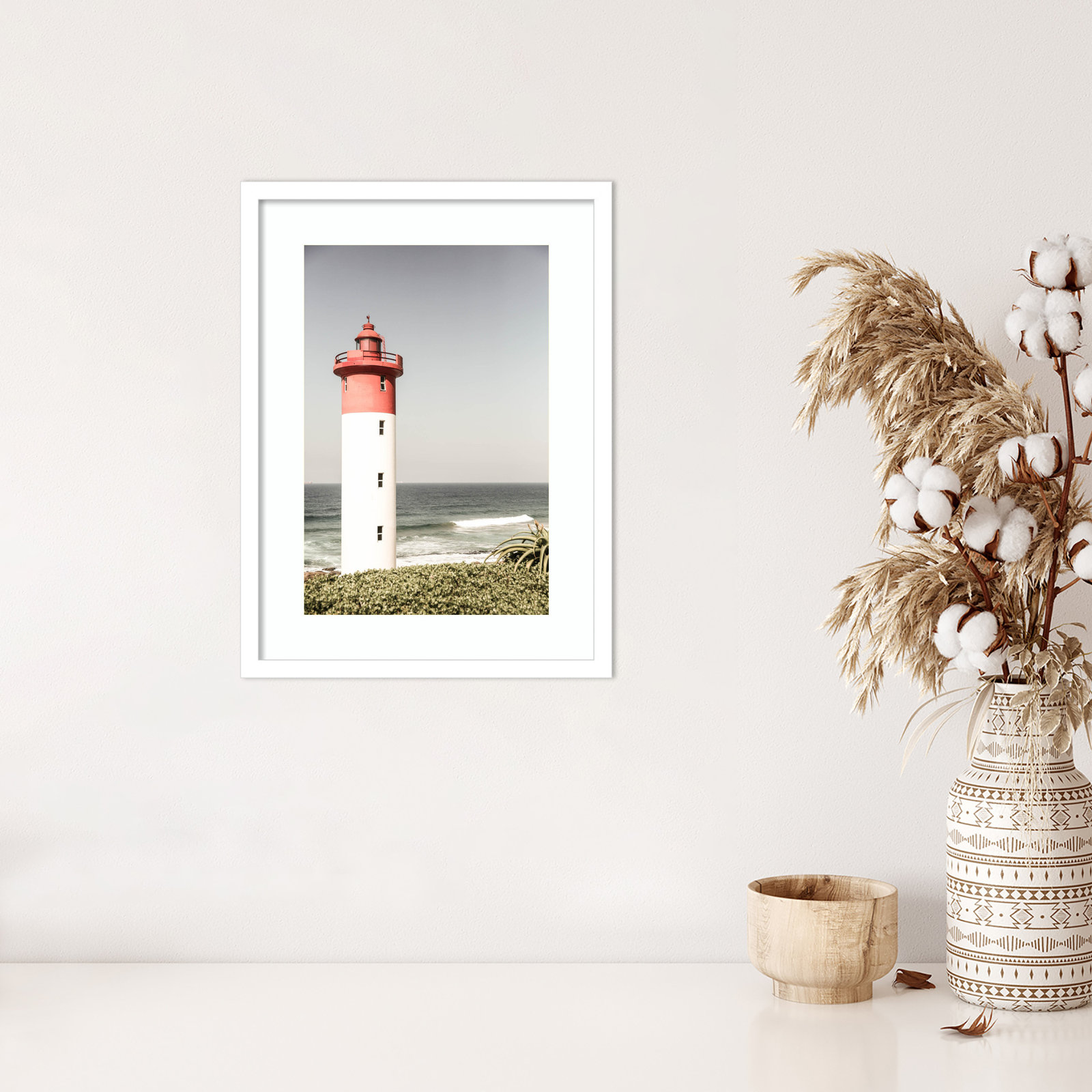 Daisey "Oyster Box Lighthouse" Print, White, 21" H x 16" W