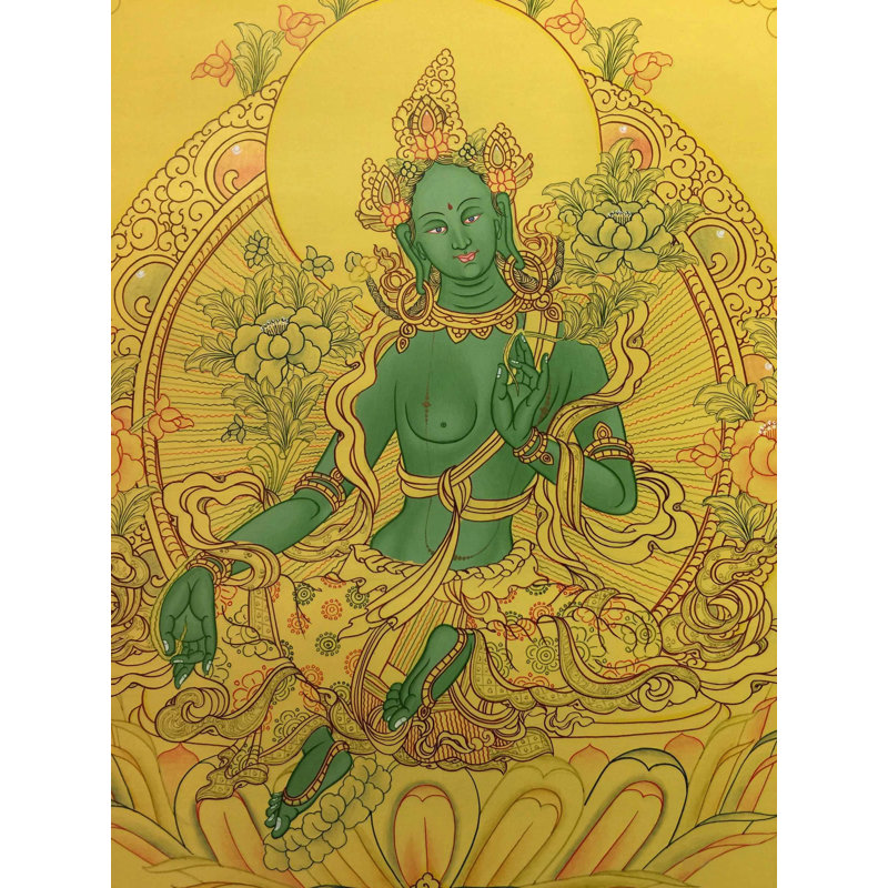 Belle mère verte Tara (Thangka sans brocart)