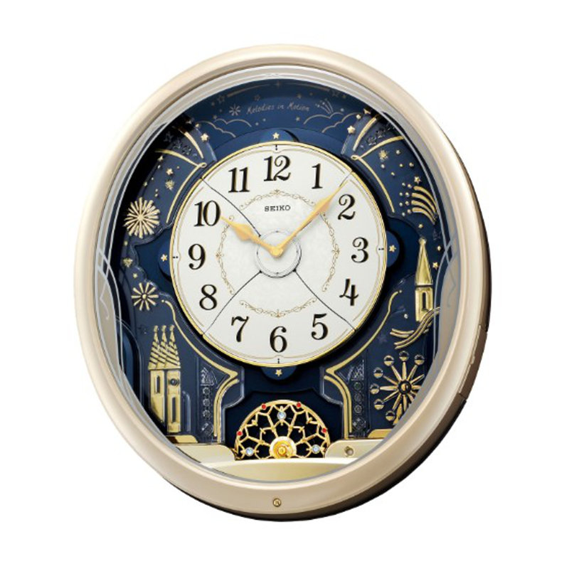 QXM239SRH Melodies In Motion Clock, Metallic Silver-Tone
