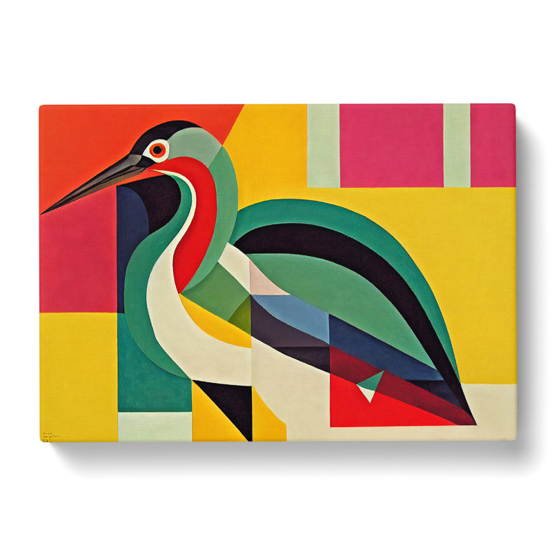 Heron Bird Abstract - Wrapped Canvas Print, 35cm H x 50cm W x 3cm D