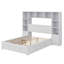 Lit plateforme avec 2 tables de chevet intégrées, étagère de rangement, armoire et tiroirs-213718836