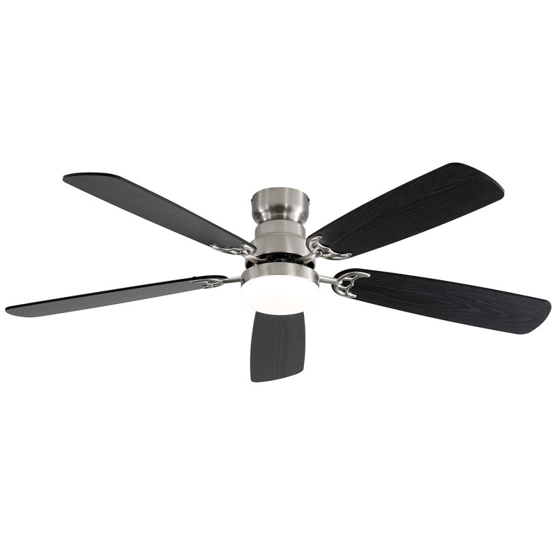 132cm Modern Dual-purpose Ceiling Fan Light with Remote Control, Black/Oak, Sand Nickel