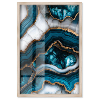 «Teal Tectonic III Shadowbox Print», art mural géode bleue par Art Remedy
