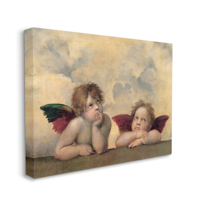 «Angels in Wonder Classic Oil» par Rafaello Sanzio, reproduction d'art, H 24 po x l 30 po x P 1,5 po, Toile tendue