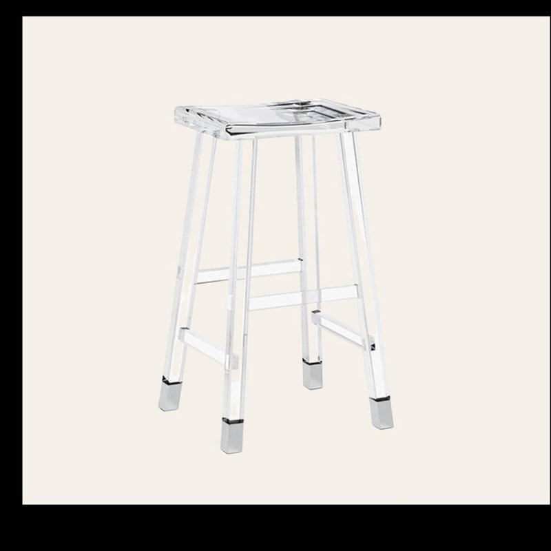 Tabouret de comptoir en acrylique 26 po, Transparent / gris