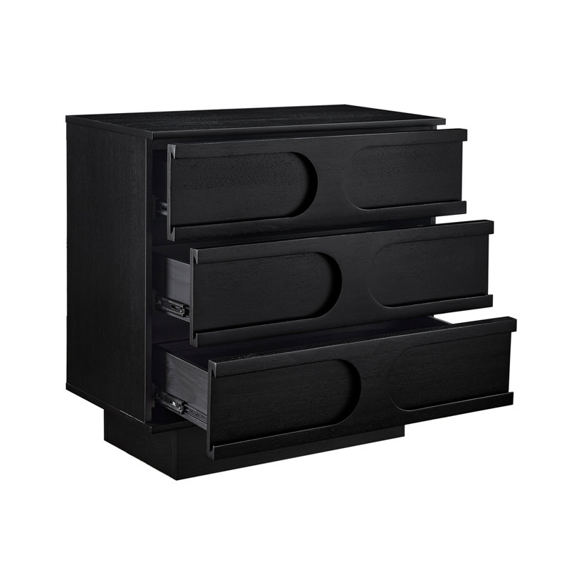 Aberdeen Wood 3 - Drawer Credenza Stand, Black