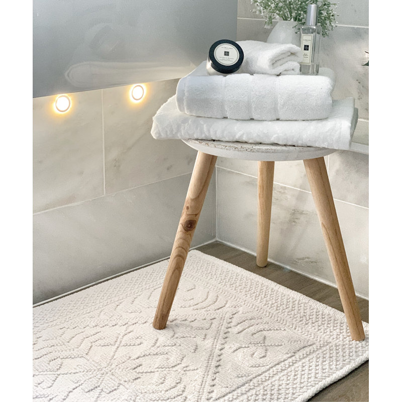 Castleman Jacquard Damask Bath Mat, White