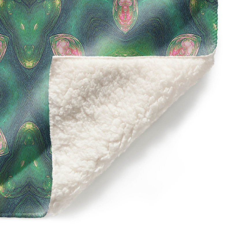  Jeté Teardrops, l 68 po x L 80 po, Vert et rose