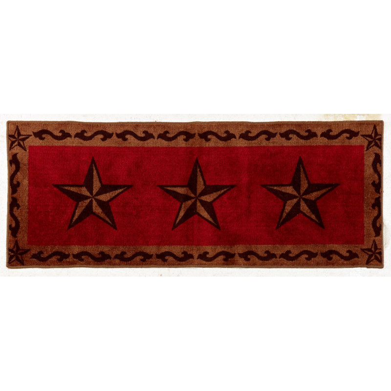 Rustic Star Brown Tan Western Southwestern Cabin Kitchen Bathroom Rug