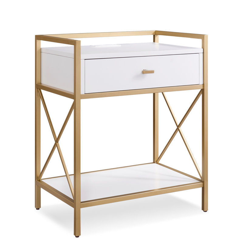 Claudette Solid + Manufactured Wood Side Table, White