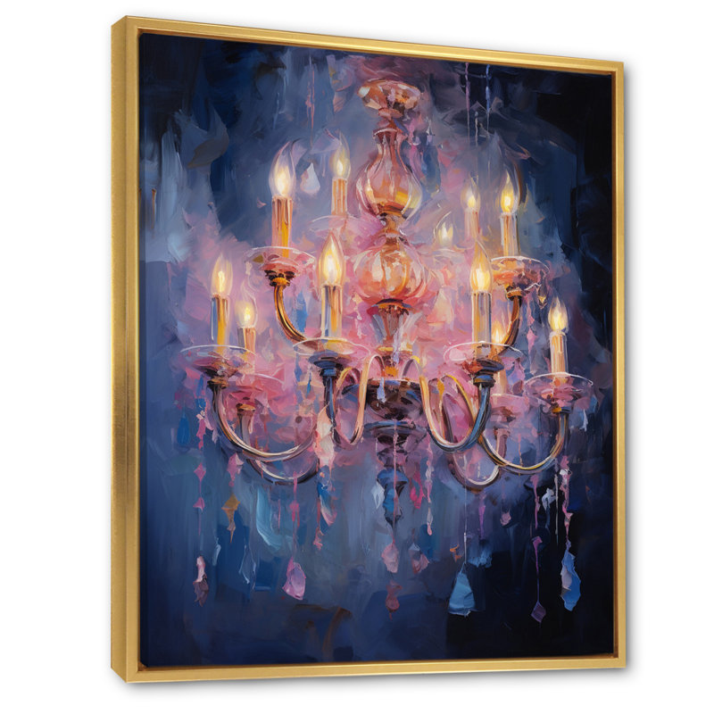 Latiqua Chandelier Whirling Dusk I, reproduction d'art sur toile, H 32 po x l 24 po x P 1 po, Cadre flottant doré