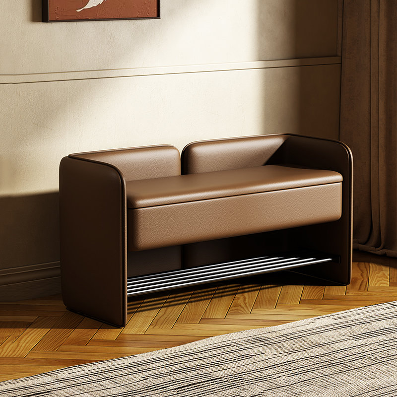 Tabouret de rangement pour chaussures 39,4 po, Brun