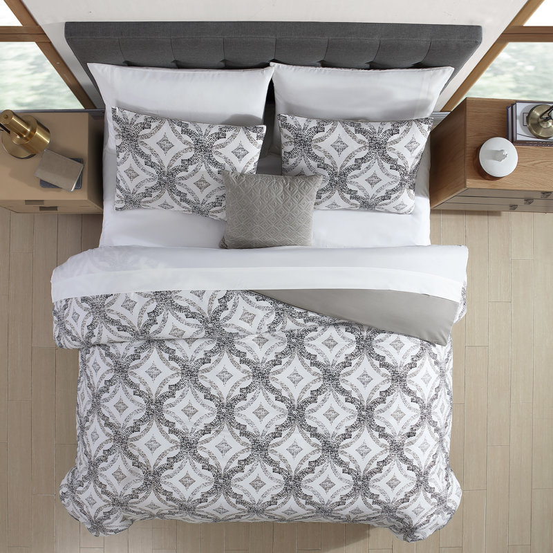  White/Gray, King Comforter + 7 Additional Pieces