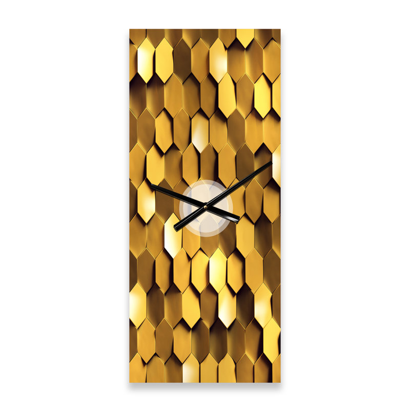 Texture murale dorée en nid d'abeille - horloge murale moderne, Petit