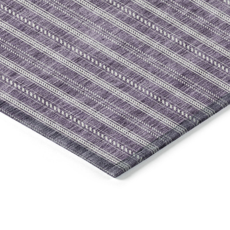 Tapis intérieur lavable rayé mauve et ivoire 3 pi x 5 pi