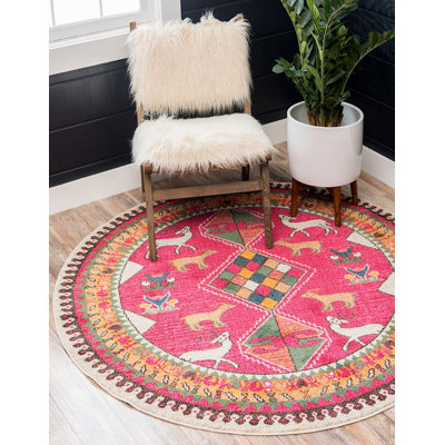 Tapis géométrique rose / jaune Beverley