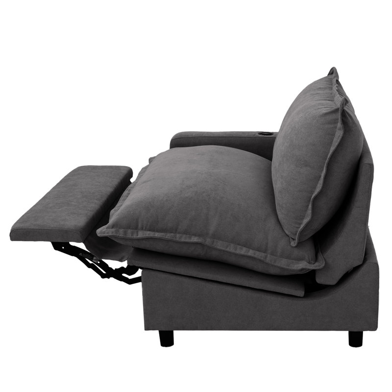 Upholstered Modern Linen Fabric Power One-Armed Chair, Gris