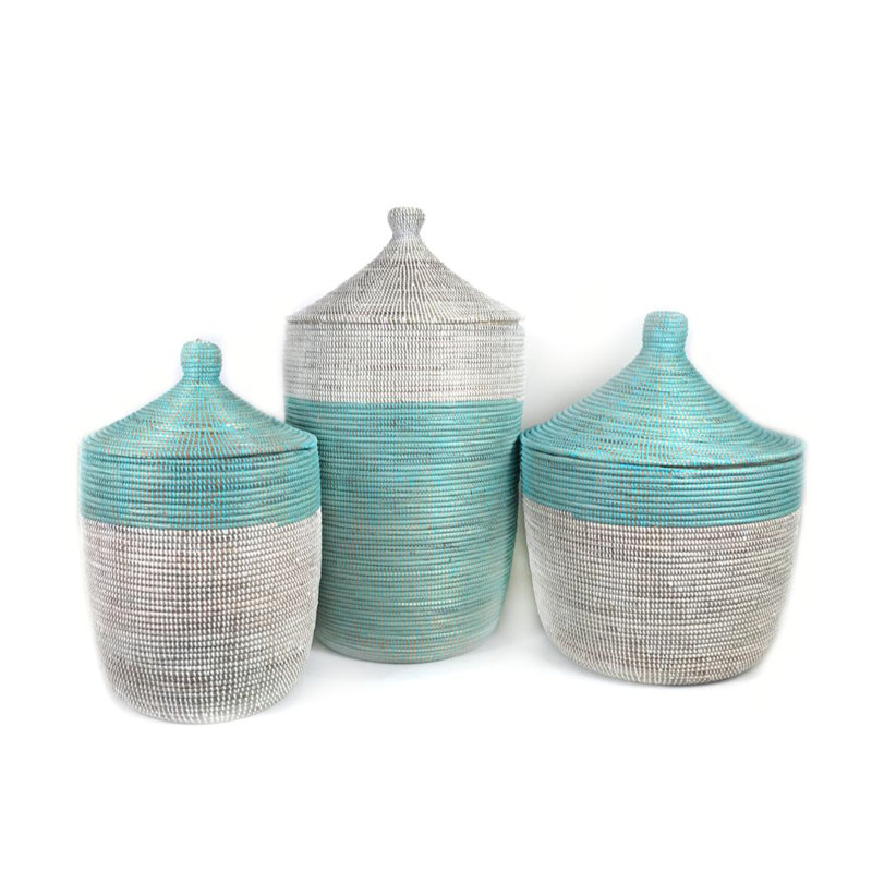Two-Tone Basket, 30" H x 30" W x 15" D, White/Blue
