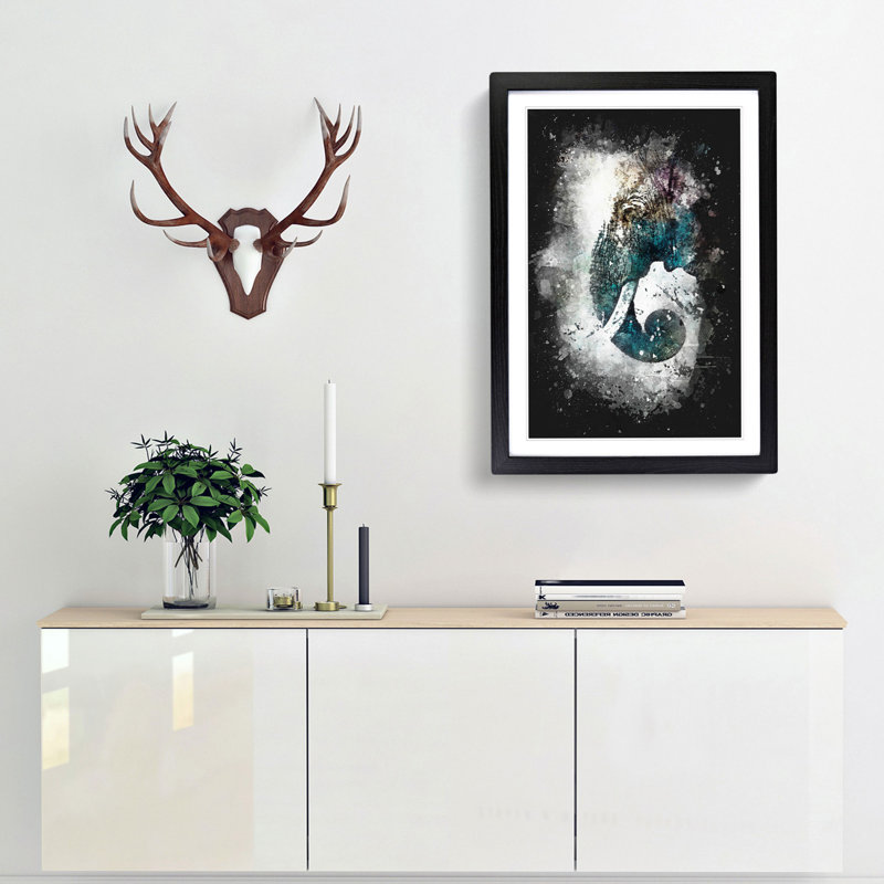Elephant Profile - Framed Print, 33cm H x 24cm W x 2cm D, Black Framed