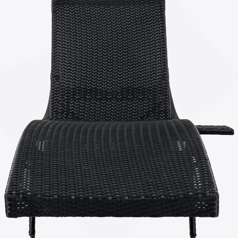 Ensemble de 2 chaises longues de patio, chaise longue d'extérieur inclinable à roulettes, table d'appoint coulissante, dossier réglable