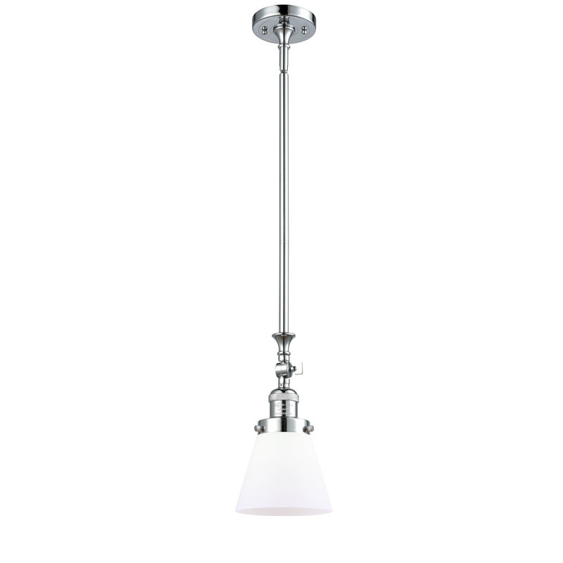 Luminaire suspendu conique 1 lumière Hannan, Laiton antique, Boîtier blanc mat, Ampoule DEL rétro de 3,5 watts