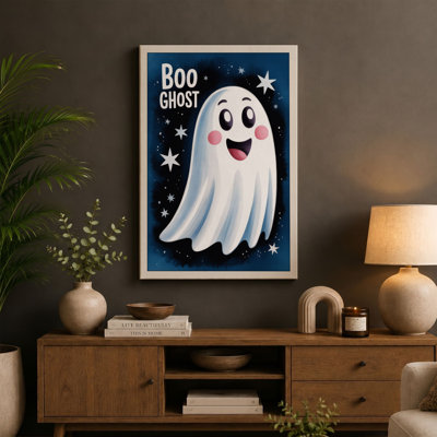 Cheerful Halloween Ghost Novelty - Wrapped Canvas