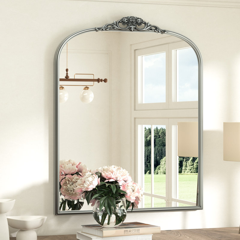 Miroir mural Arnott, 36 po x 30 po, Argent antique