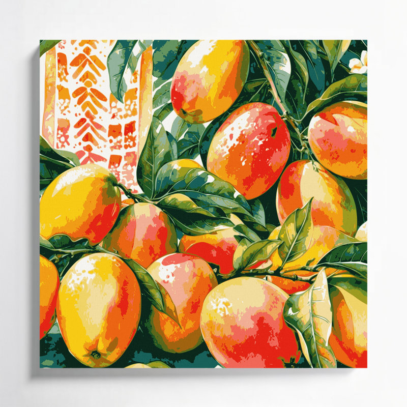 «Hawaiian Mangoes», art mural sur toile brune, H 8 po x l 8 po
