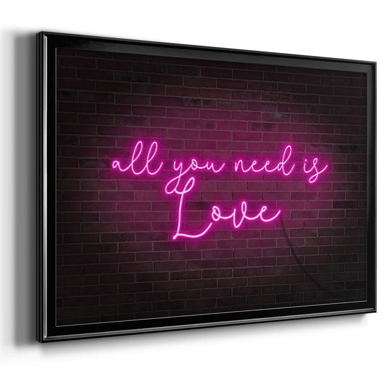 Neon Love I, reproduction d'art sur toile, Noir, H 30 po x l 44 po x P 1,5 po