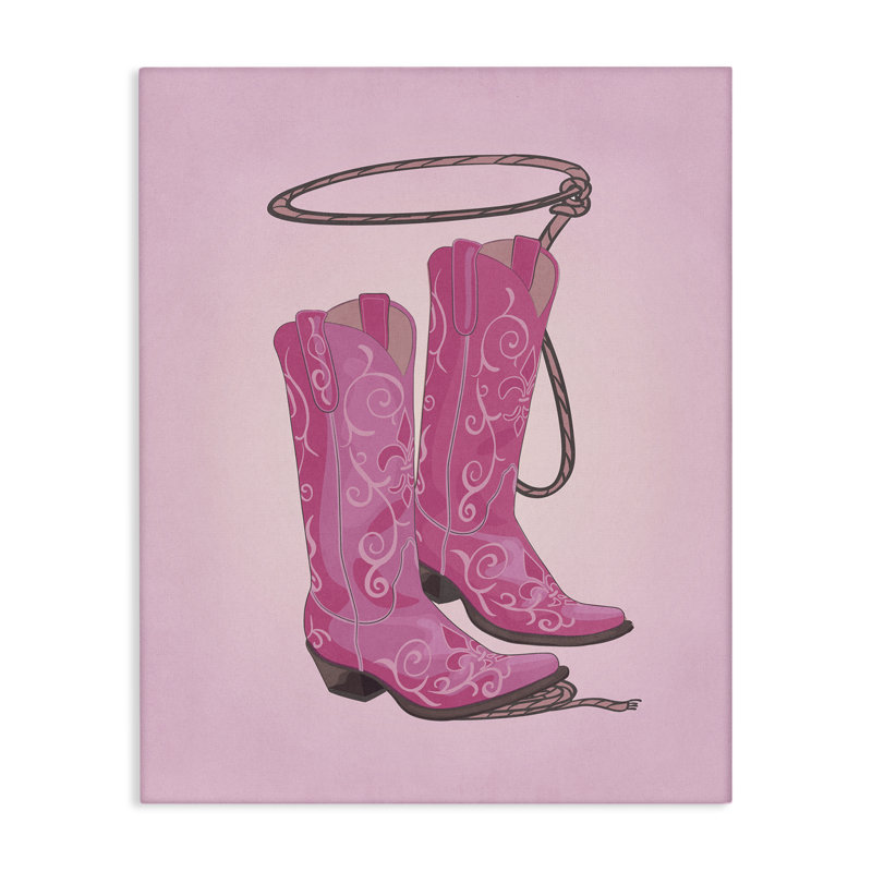 Art mural sur toile «Cowgirl bottes & lasso» par Nataly White, H 40 po x l 30 po