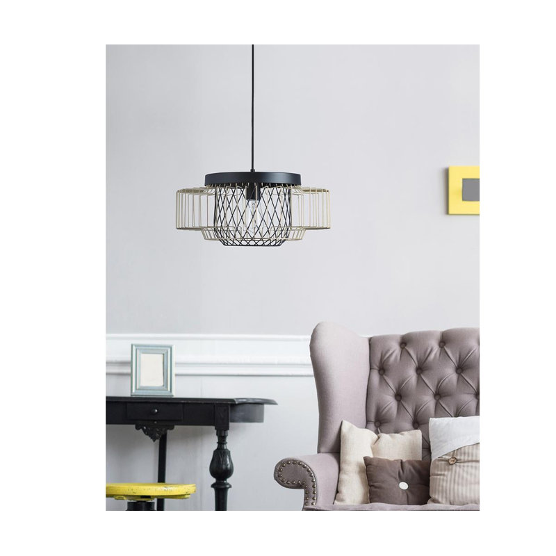 Mauck 1 - Light Black Unique/Statement Pendant, Black/Gold