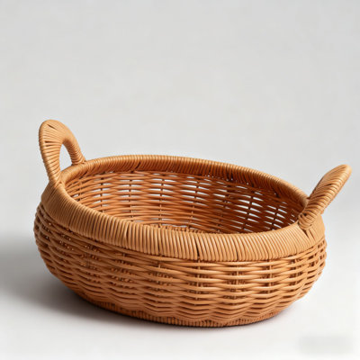 Handwoven Double Bread Basket, Traditional Woven Fruit Basket For Home Storage, High-Density PP Material, Scratch-Resistant, Comfortable Grip, Easy To Clean And Maintain