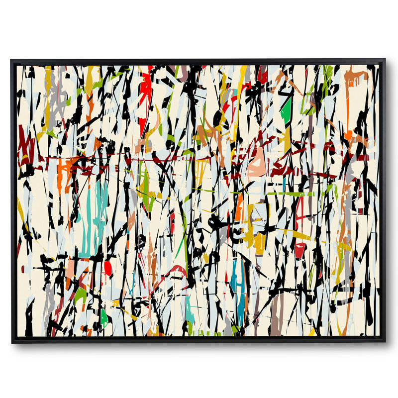 Pollock Wink 2 Print by Angel Estevez, Black Floater Framed Canvas, 38" H x 50" W x 2" D, No Mat