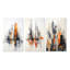 "Orange gris minimalisme urbain" 3 pièces sur toile-104122420-104122423