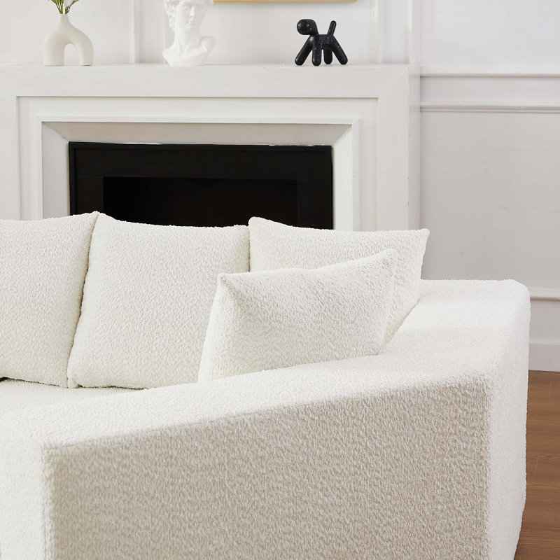 Canapé modulaire à assise profonde en L de 151,6 pouces avec canapé modulaire en chenille et siège inclinable incurvé de 11,6 pouces sans assemblage requis