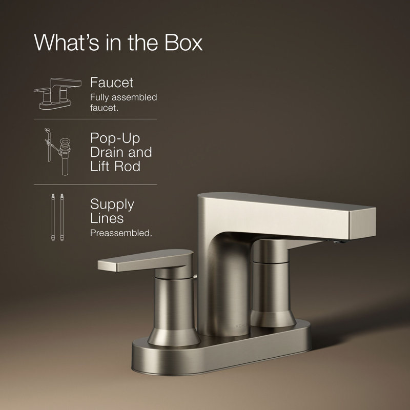 Taut Centerset Bathroom Sink Faucet, Vibrant Brushed Nickel