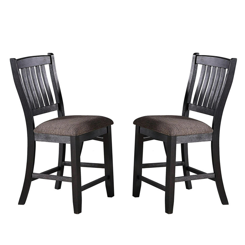 Chaises hautes rembourrées en tissu café foncé