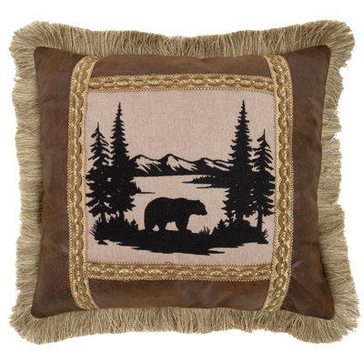 Carstens, Inc. Bear Stamp Decorative Throw Pillow 18" x 18" with Insert Included