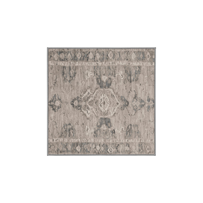 Silky Soft Plush Gray Area Rug, Square 6'
