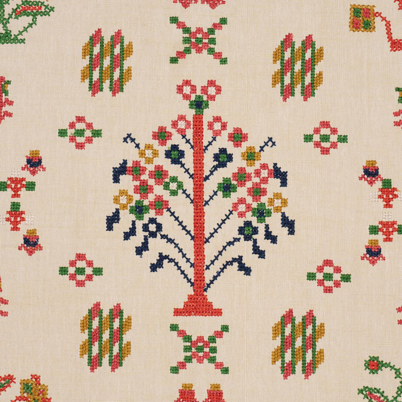 Fairview Cross Stitch Embroidery Fabric, Tan/Red