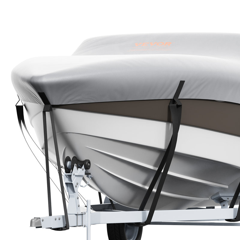 Gray 16-18.5 ft Waterproof Marine-Grade Boat Cover with Motor Cover