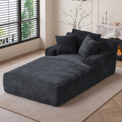 78" D Oversized Corduroy Chaise Lounge Chair, Upholstered Sleeper Sofa Bed by Mercer41
