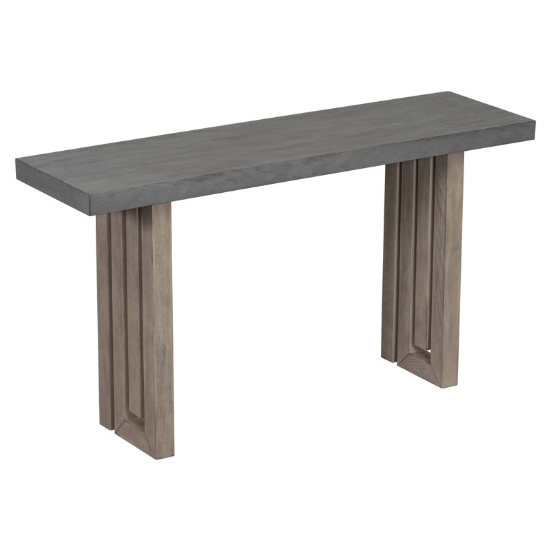 Oak Veneer Console Table With Distinctive Side Shapes, Gray