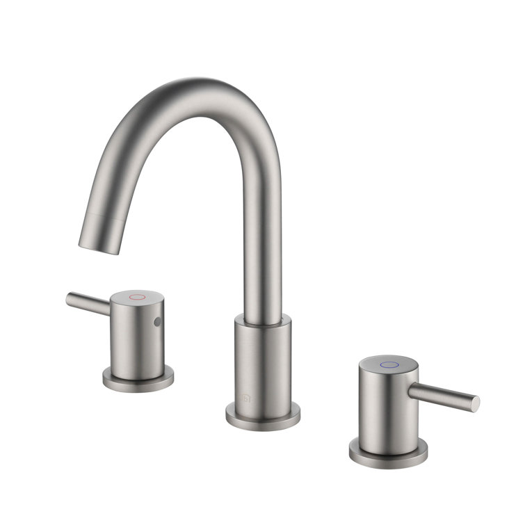 Circular Widespread 2-handle Bathroom Faucet with Drain Assembly